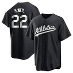 Silnrao Athletics #22 Jeff McNeil player Black&White Replica Stitched Jersey