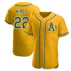 Silnrao Athletics #22 Jeff McNeil player Gold Authentic Alternate Stitched Jersey