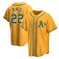 Silnrao Athletics #22 Jeff McNeil player Gold Replica Alternate Stitched Jersey