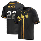 Silnrao Athletics #22 Jeff McNeil player Gold Replica Black en Alternate Stitched Jersey