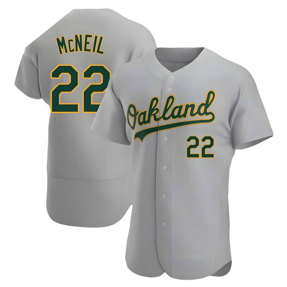 Silnrao Athletics #22 Jeff McNeil player Gray Authentic Road Stitched Jersey