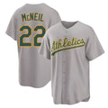 Silnrao Athletics #22 Jeff McNeil player Gray Replica Away Stitched Jersey