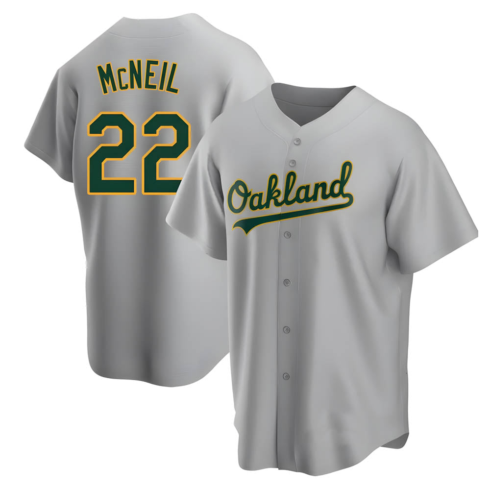 Silnrao Athletics #22 Jeff McNeil player Gray Replica Road Stitched Jersey