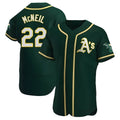 Silnrao Athletics #22 Jeff McNeil player Green Authentic Alternate Stitched Jersey