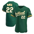 Silnrao Athletics #22 Jeff McNeil player Green Authentic Kelly Alternate Stitched Jersey
