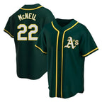 Silnrao Athletics #22 Jeff McNeil player Green Replica Alternate Stitched Jersey