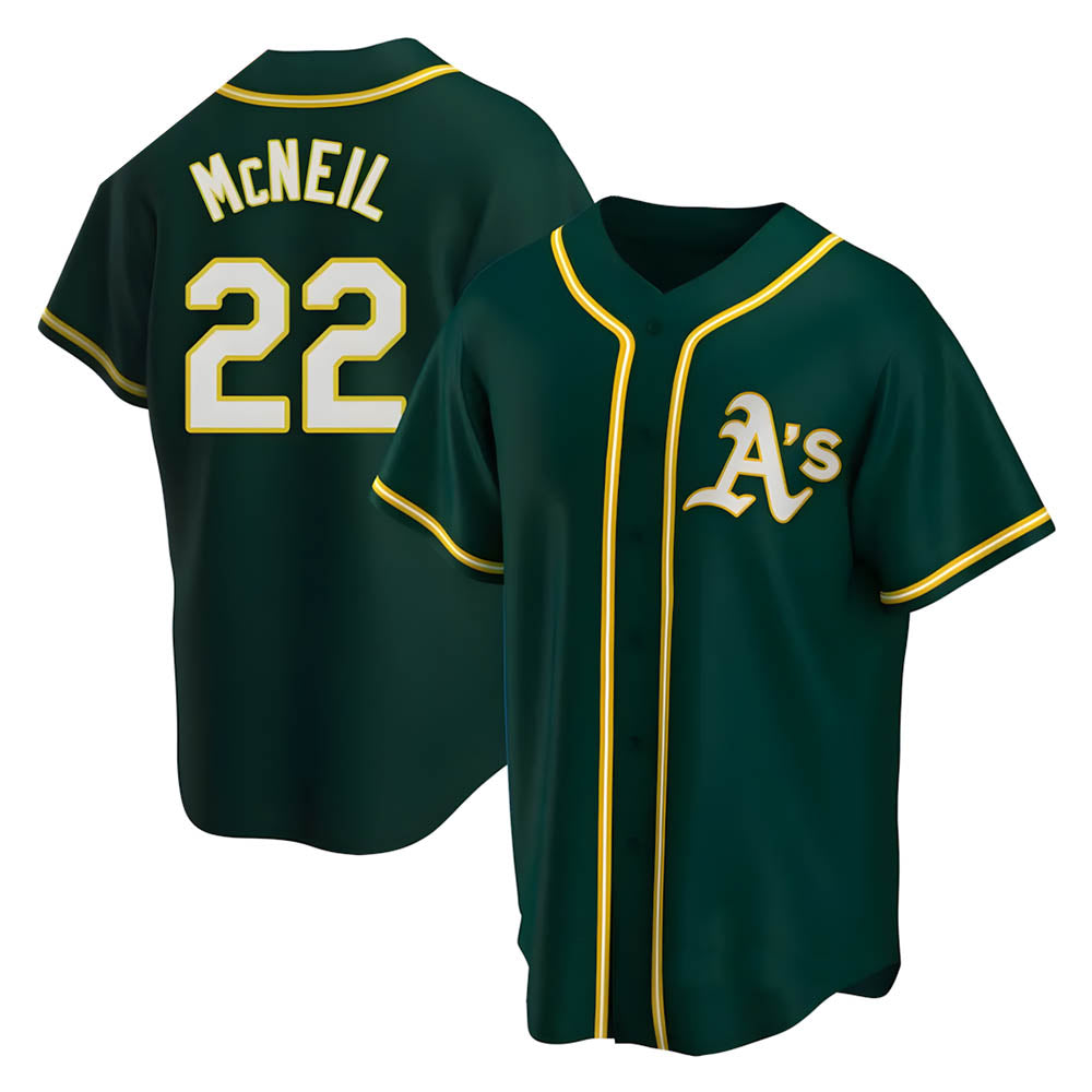 Silnrao Athletics #22 Jeff McNeil player Green Replica Alternate Stitched Jersey