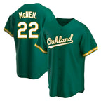 Silnrao Athletics #22 Jeff McNeil player Green Replica Kelly Alternate Stitched Jersey