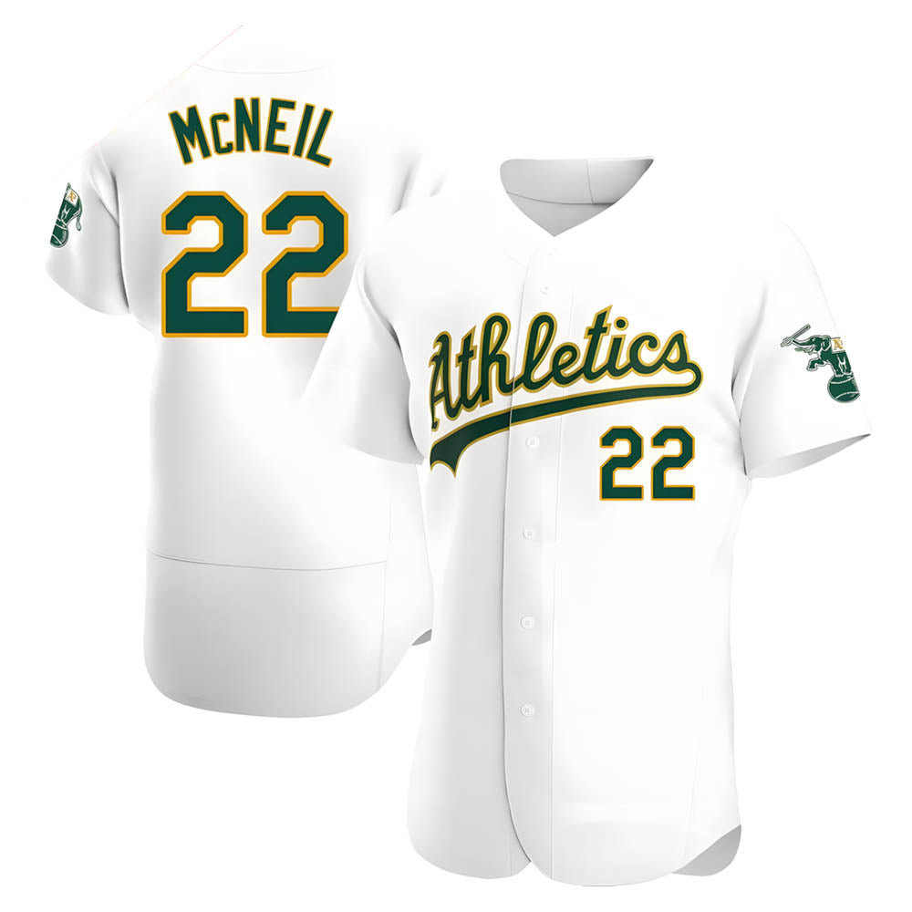 Silnrao Athletics #22 Jeff McNeil player White Authentic Home Stitched Jersey
