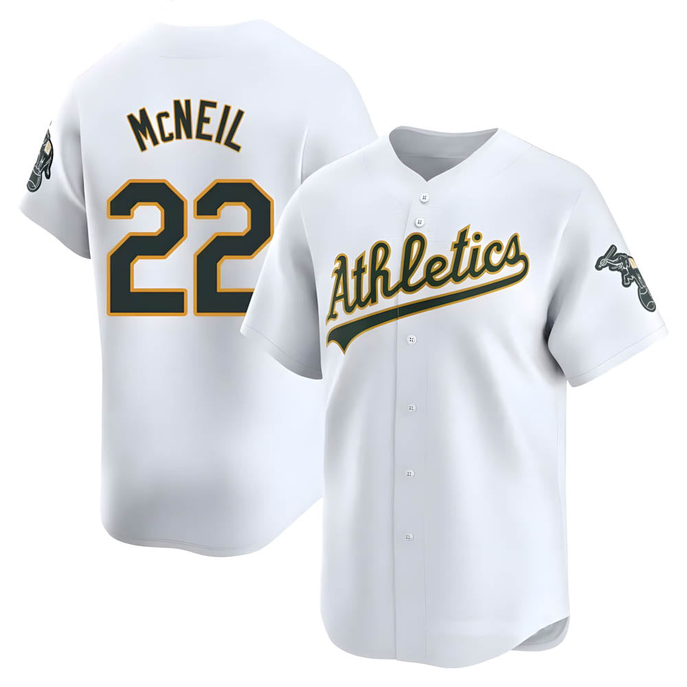 Silnrao Athletics #22 Jeff McNeil player White Limited Home Stitched Jersey