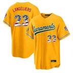 Silnrao Athletics #23 Shea Langeliers Player Gold USA 250 Fourth of July Home Game Stitched Jerseys