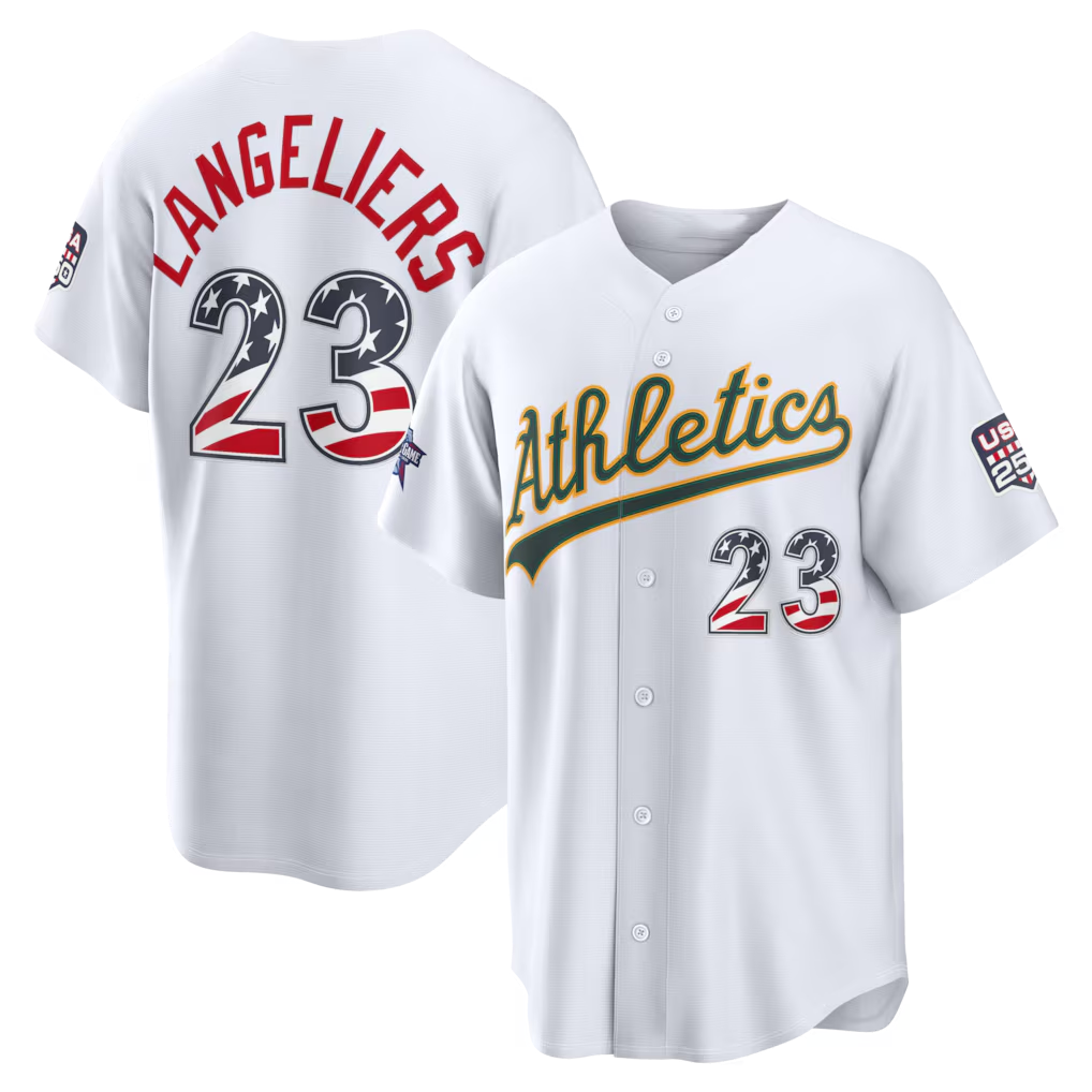 Silnrao Athletics #23 Shea Langeliers White 2026 All-Star Edition Stars & Stripes White Stadium Jerseys