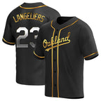 Silnrao Athletics Athletics #23 Shea Langeliers Player Black Golden Replica Alternate Stitched Jerseys