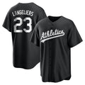Silnrao Athletics #23 Shea Langeliers Player Black&White Replica Stitched Jerseys