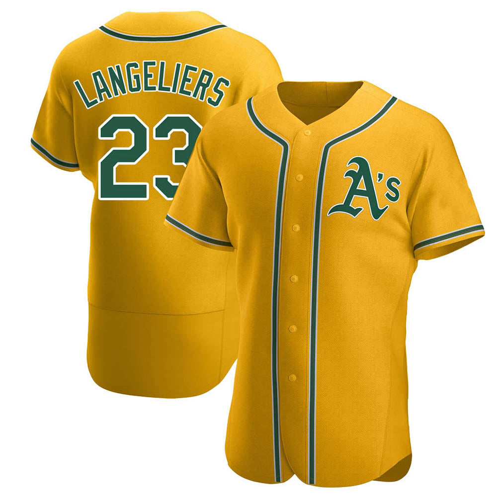 Silnrao Athletics #23 Shea Langeliers Player Gold Authentic Alternate Stitched Jerseys