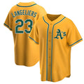 Silnrao Athletics #23 Shea Langeliers Player Gold Replica Alternate Stitched Jersey