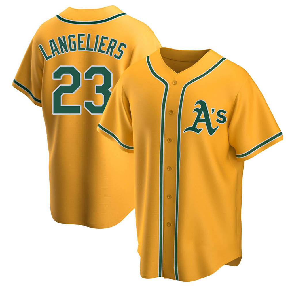 Silnrao Athletics #23 Shea Langeliers Player Gold Replica Alternate Stitched Jersey