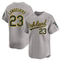 Silnrao Athletics #23 Shea Langeliers Player Gray Limited Away Stitched Jersey