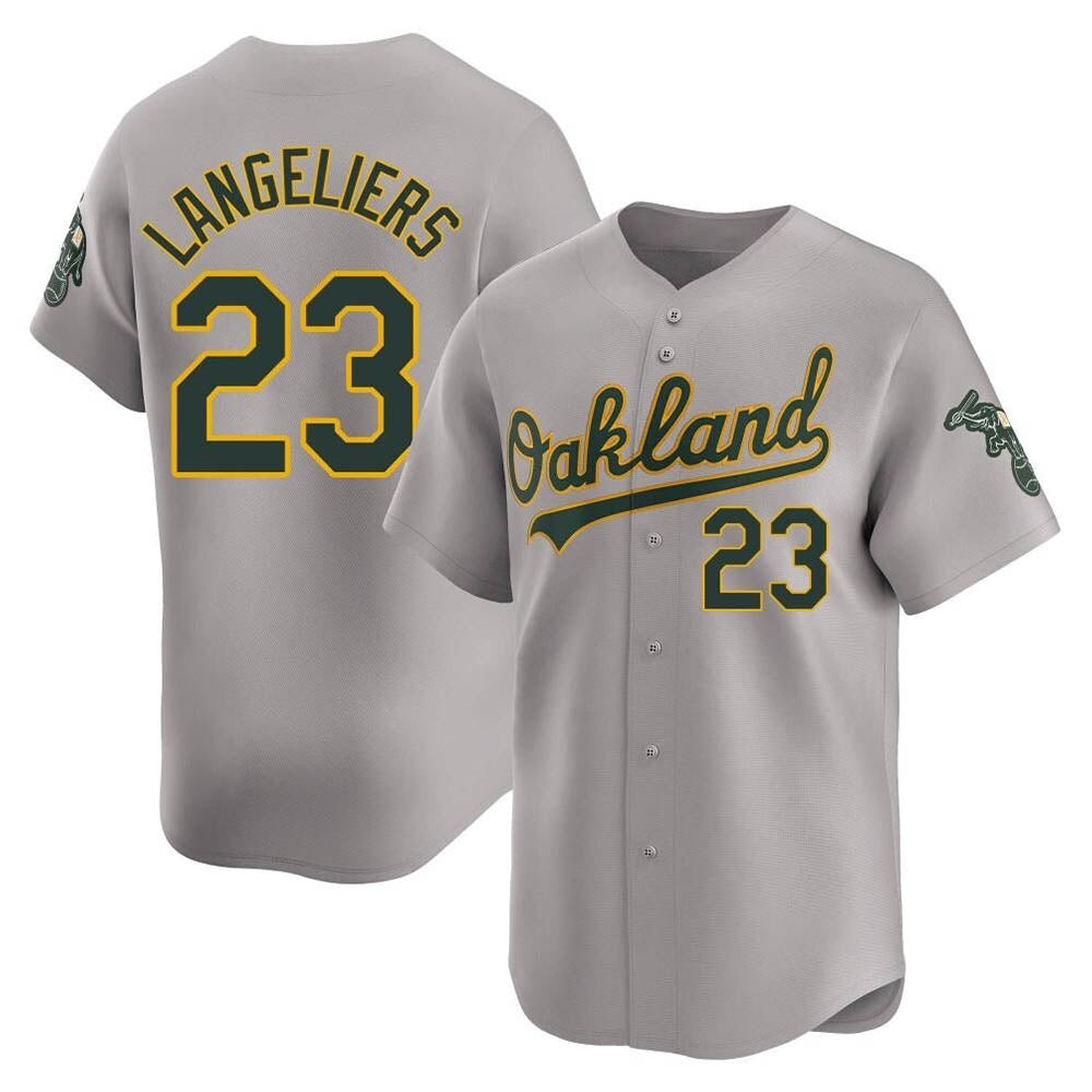 Silnrao Athletics #23 Shea Langeliers Player Gray Limited Away Stitched Jersey
