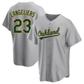 Silnrao Athletics #23 Shea Langeliers Player Gray Replica Road Stitched Jerseys