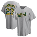 Silnrao Athletics #23 Shea Langeliers Player Gray Replica Road Stitched Jerseys