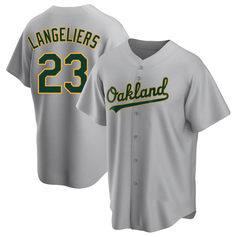 Silnrao Athletics #23 Shea Langeliers Player Gray Replica Road Stitched Jerseys