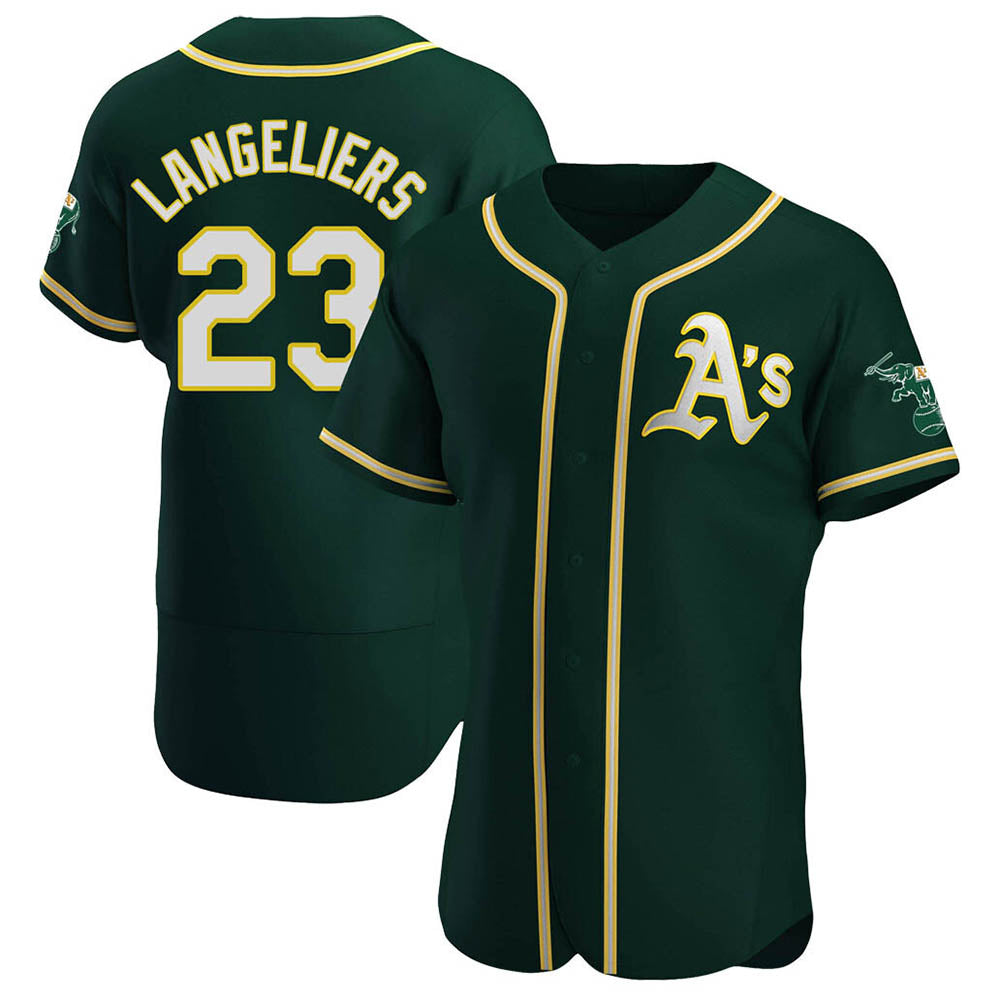 Silnrao Athletics #23 Shea Langeliers Player Green Authentic Alternate Stitched Jerseys