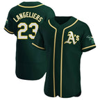 Silnrao Athletics #23 Shea Langeliers Player Green Authentic Alternate Stitched Jerseys