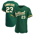 Silnrao Athletics #23 Shea Langeliers Player Green Authentic Kelly Alternate Stitched Jerseys