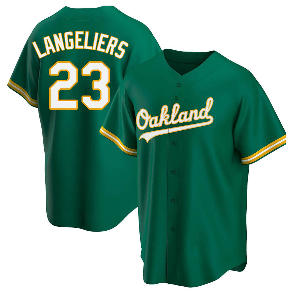 Silnrao Athletics #23 Shea Langeliers Player Green Replica Kelly Alternate Stitched Jerseys
