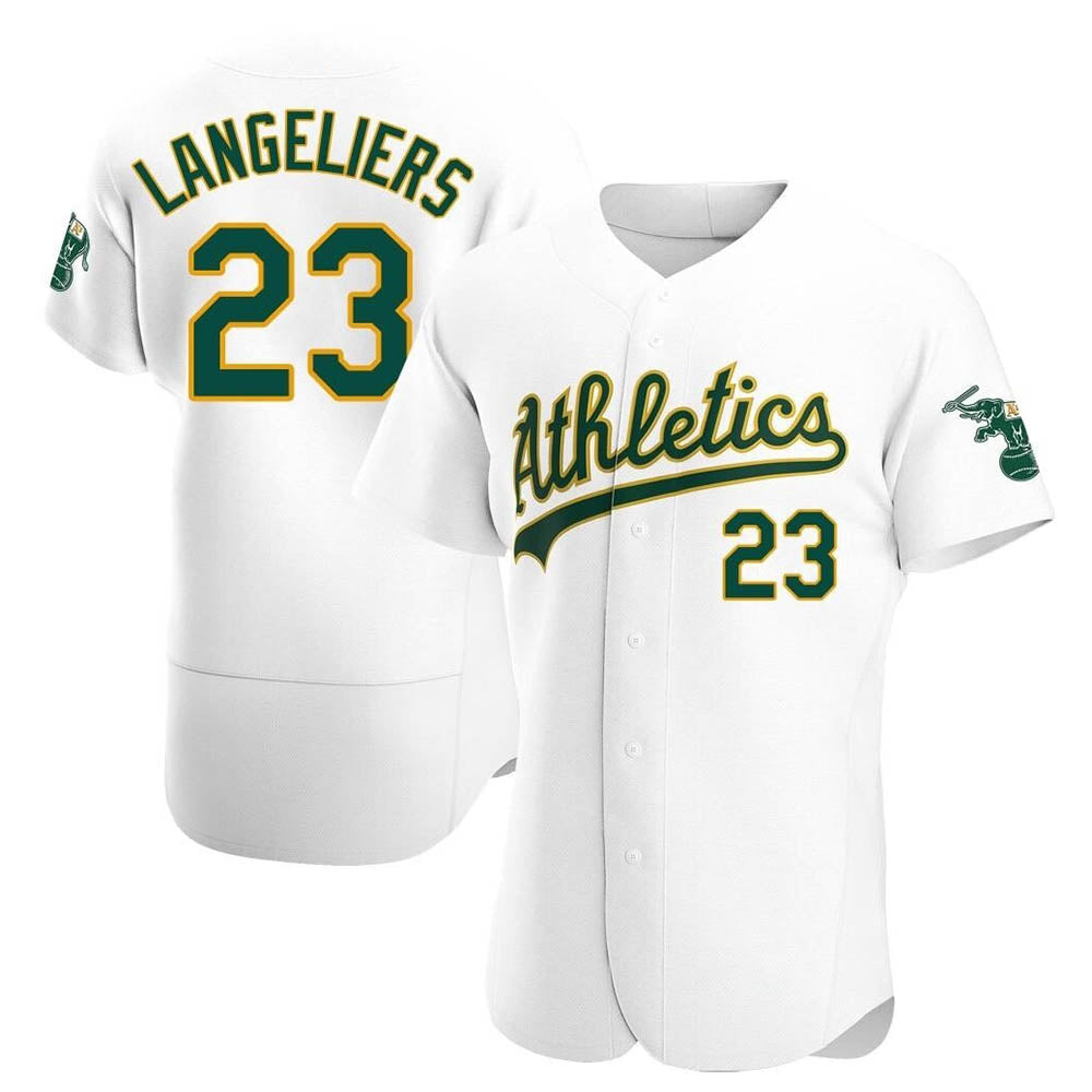 Silnrao Athletics #23 Shea Langeliers Player White Authentic Home Stitched Jersey