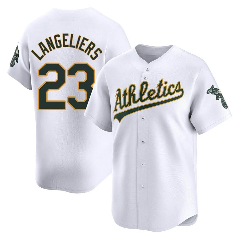 Silnrao Athletics #23 Shea Langeliers Player White Limited Home Stitched Jersey