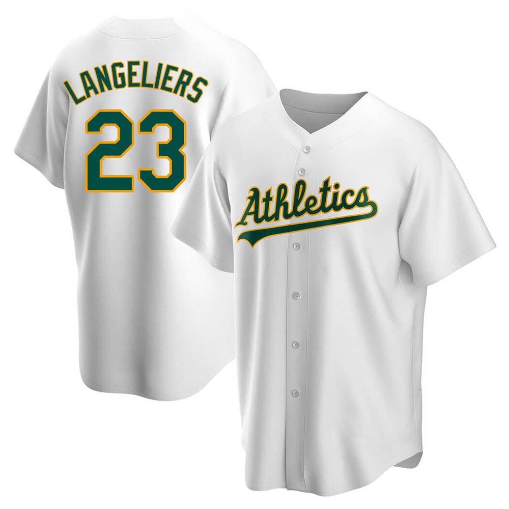 Silnrao Athletics #23 Shea Langeliers Player White Replica Home Stitched Jerseys