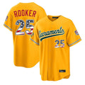 Silnrao Athletics #25 Brent Rooker Player Gold USA 250 Fourth of July Home Game Stitched Jerseys