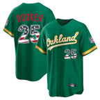 Silnrao Athletics #25 Brent Rooker Player Kelly Green USA 250 Fourth of July Home Game Stitched Jerseys