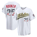 Silnrao Athletics #25 Brent Rooker Player White USA 250 Fourth of July Home Game Stitched Jerseys