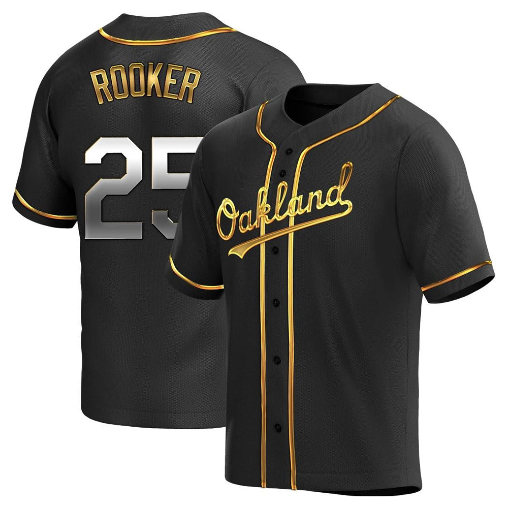 Silnrao Athletics #25 Brent Rooker Player Black Golden Replica Alternate Stitched Jersey