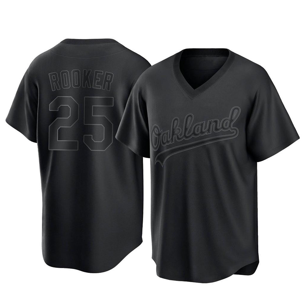 Silnrao Athletics #25 Brent Rooker Player Black Replica Pitch Fashion Stitched Jersey