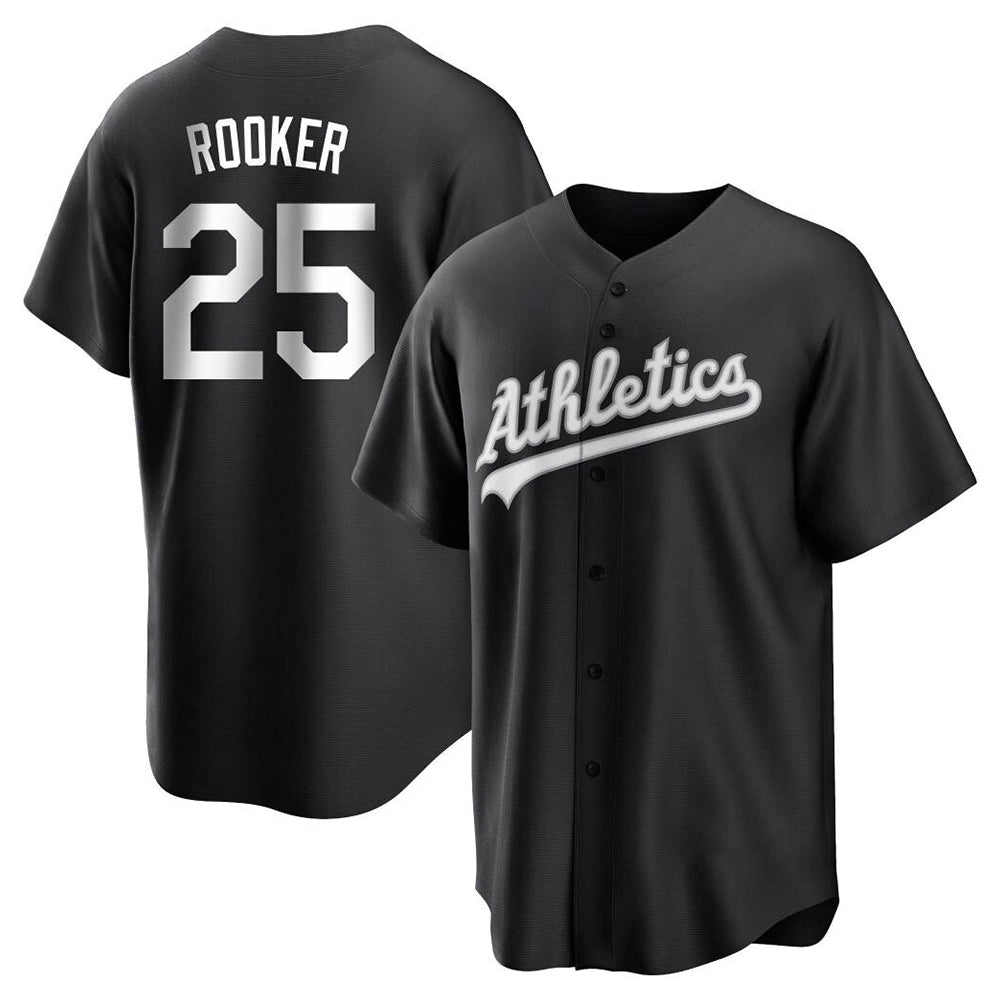 Silnrao Athletics #25 Brent Rooker Player Black&White Replica Alternate Stitched Jersey