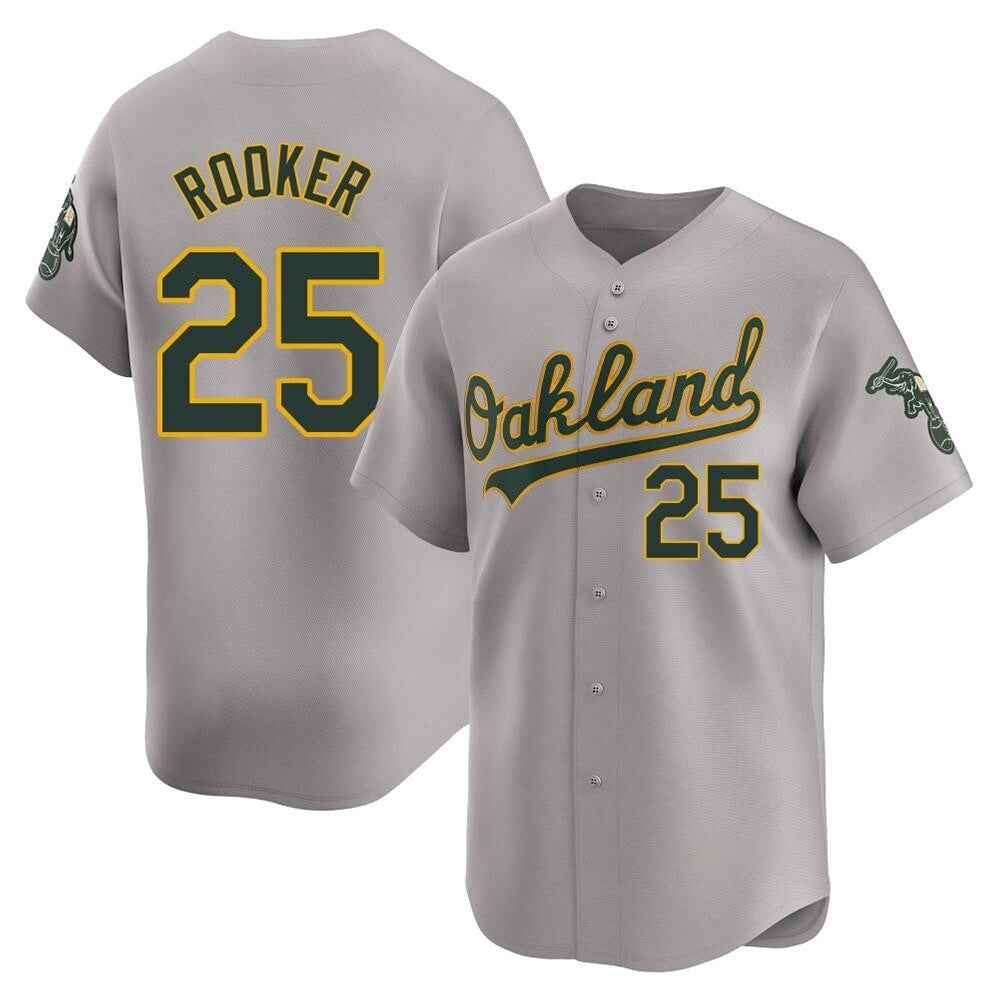 Silnrao Athletics #25 Brent Rooker Player Gray Limited Away Stitched Jersey