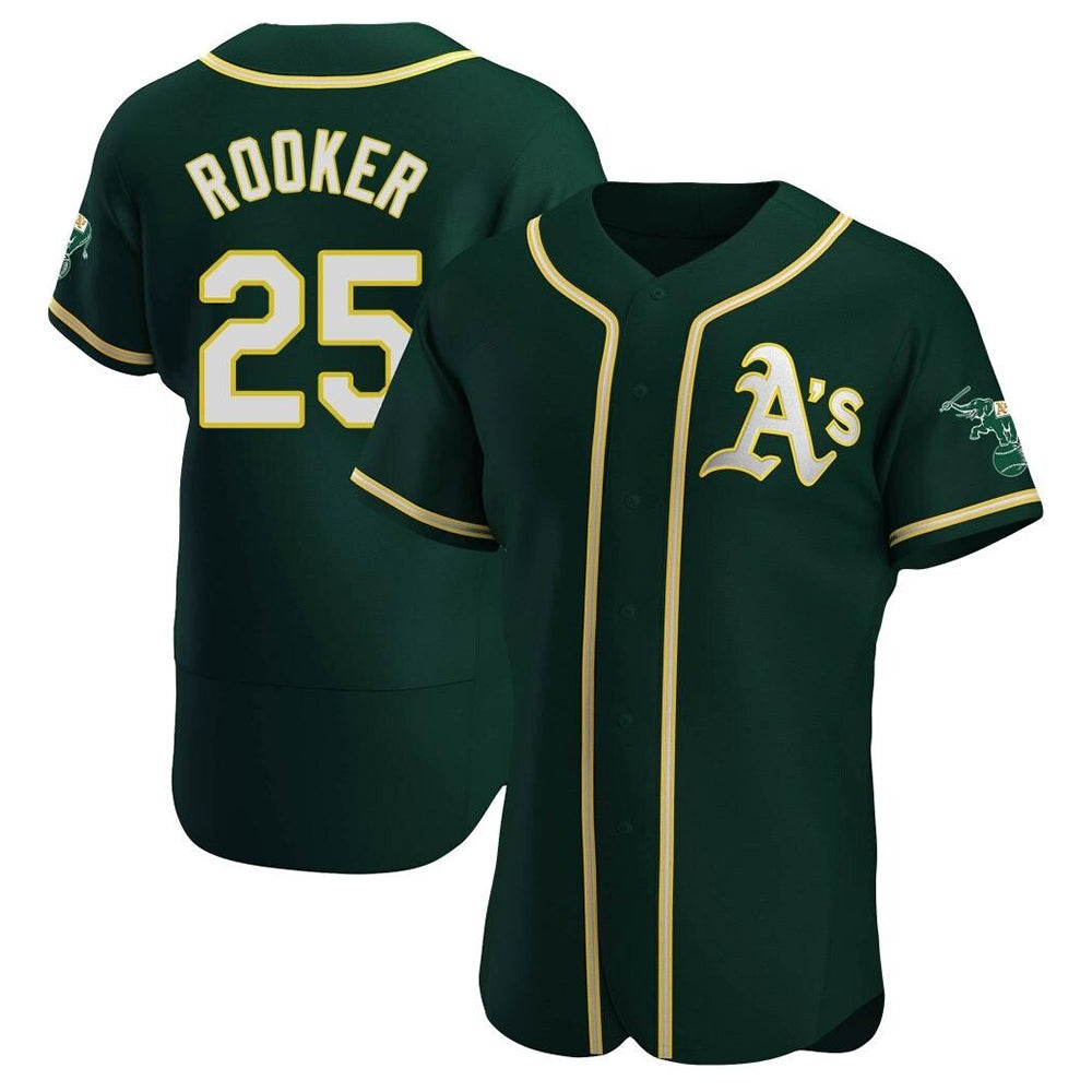 Silnrao Athletics #25 Brent Rooker Player Green Authentic Alternate Stitched Jersey