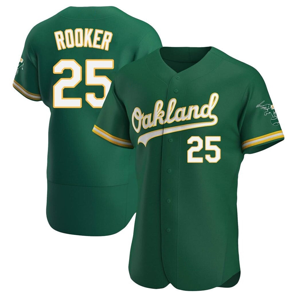 Silnrao Athletics #25 Brent Rooker Player Green Authentic Kelly Alternate Stitched Jersey