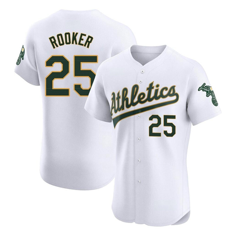 Silnrao Athletics #25 Brent Rooker Player White Elite Home Stitched Jersey