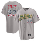 Silnrao Athletics #33 Henry Bolte Player Gray USA 250 Fourth of July Home Game Stitched Jerseys