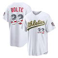 Silnrao Athletics #33 Henry Bolte Player White USA 250 Fourth of July Home Game Stitched Jerseys