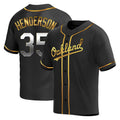 Silnrao Athletics #35 Rickey Henderson Player Black Golden Replica Alternate Stitched Jersey