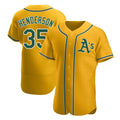 Silnrao Athletics #35 Rickey Henderson Player Gold Authentic Alternate Stitched Jersey
