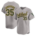 Silnrao Athletics #35 Rickey Henderson Player Gray Limited Away Stitched Jersey