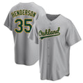 Silnrao Athletics #35 Rickey Henderson Player Gray Replica Road Stitched Jersey