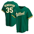 Silnrao Athletics #35 Rickey Henderson Player Green Replica Kelly Alternate Stitched Jersey